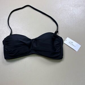 Colloyes Black Bandeau Bikini Top Halter Strap Tie Back Size M NWT